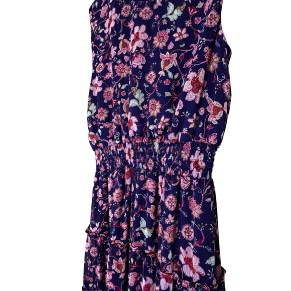 MSK Floral Sleeveless Maxi Dress - Purple and Pink with Elastic Waist and Lining - Picture 4 of 11